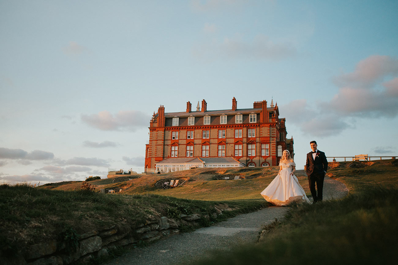 Real Wedding The Headland Cornwall Bride Groom Coastal12