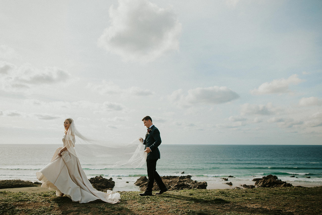 Real Wedding The Headland Cornwall Bride Groom Coastal16