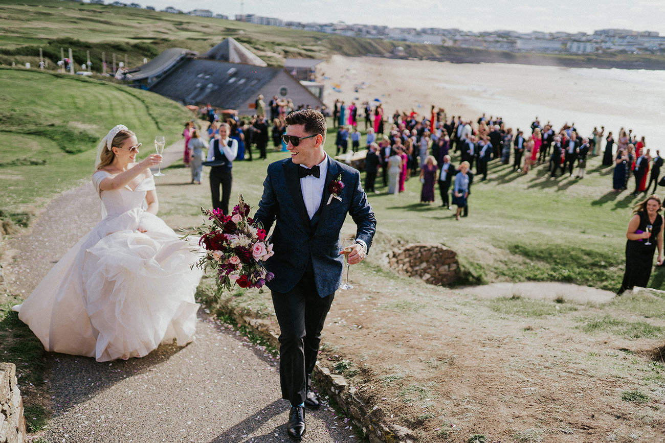 Real Wedding The Headland Cornwall Bride Groom Coastal5