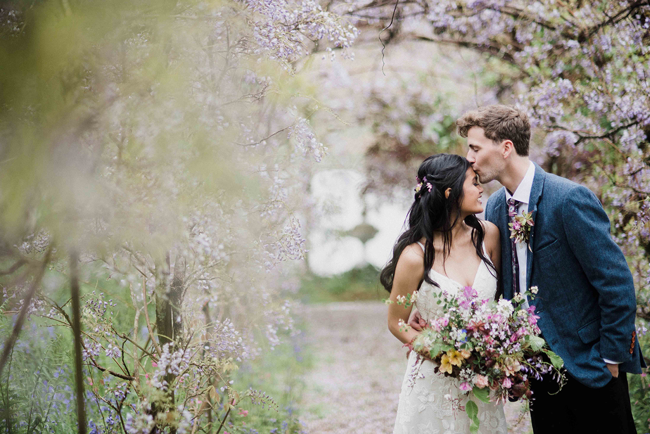 Sustainable Wedding Shoot Pentillie Castle Devon Bride Groom2