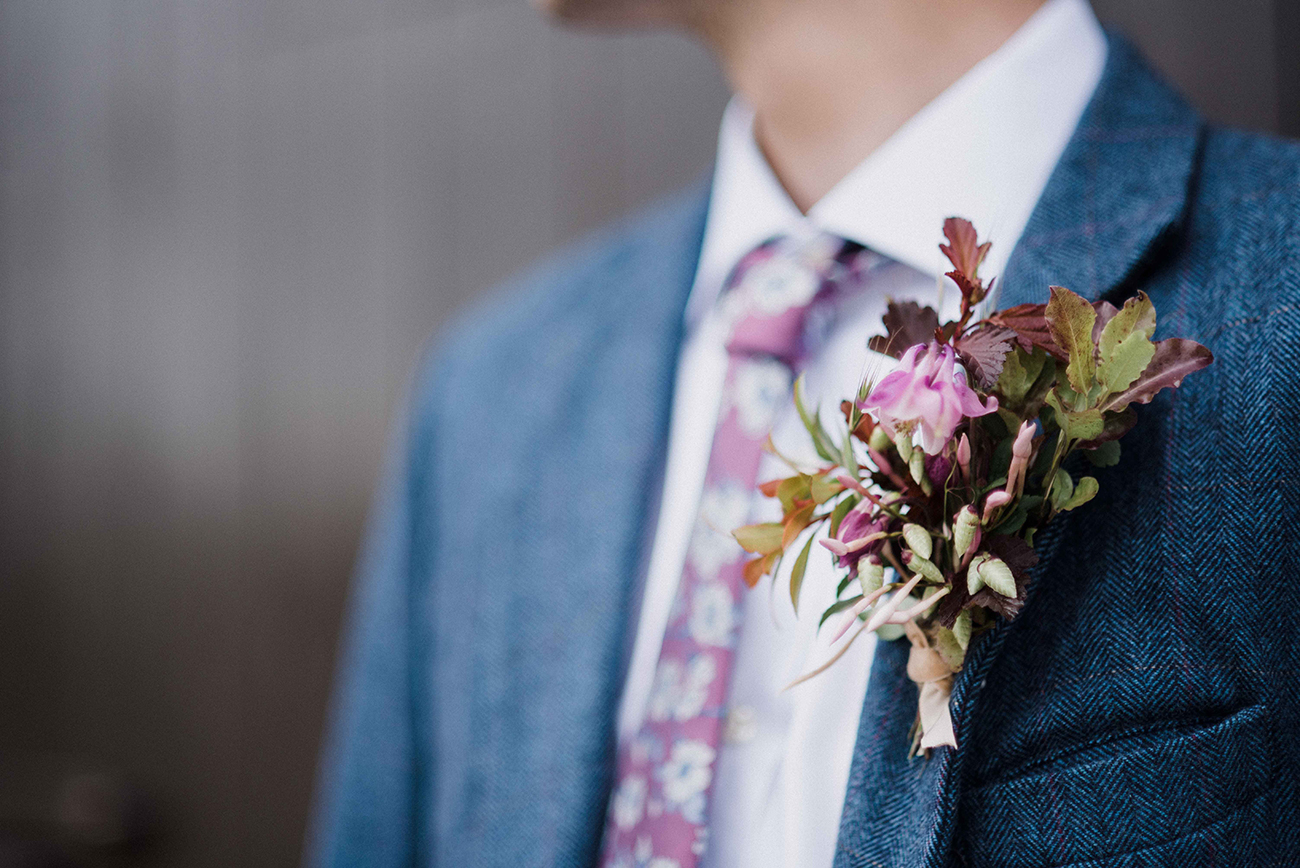 Sustainable Wedding Shoot Pentillie Castle Devon Buttonhole