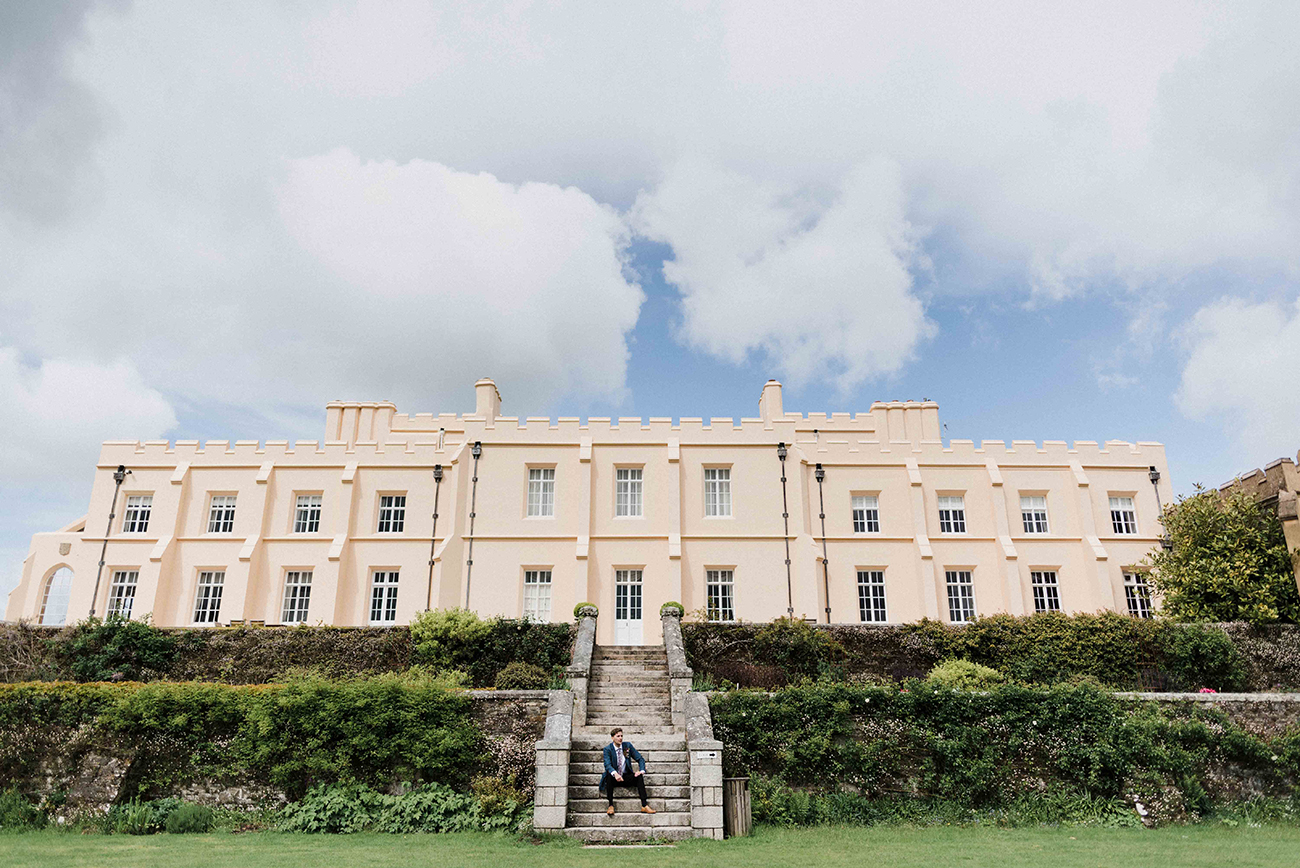 Sustainable Wedding Shoot Pentillie Castle Devon Groom