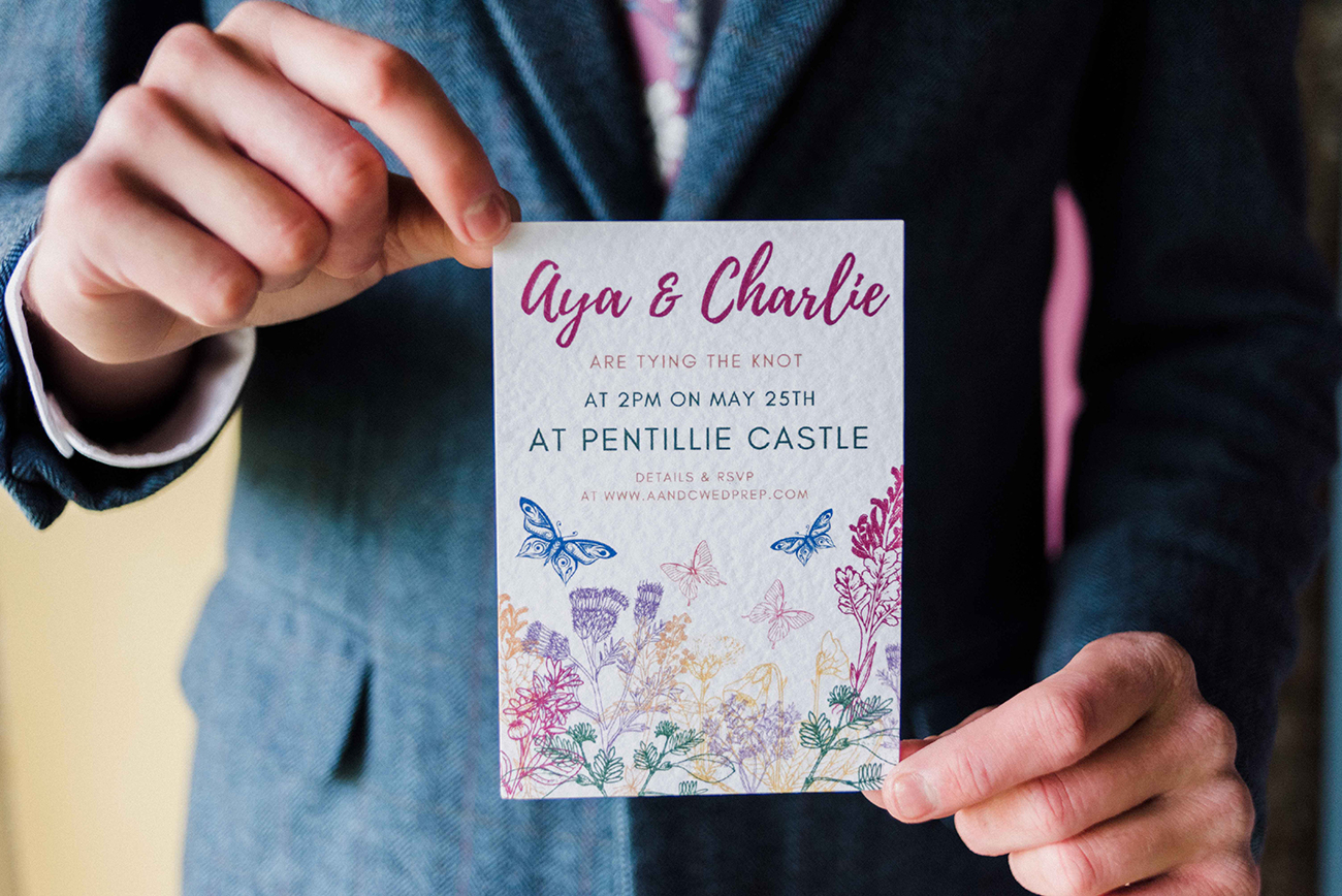 Sustainable Wedding Shoot Pentillie Castle Devon Invite